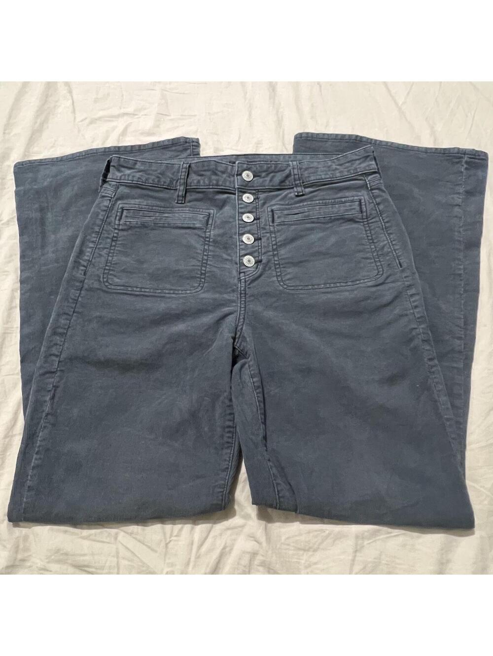 American Eagle Women's corduroy flare bell bottom button closure pants 12R 32x30